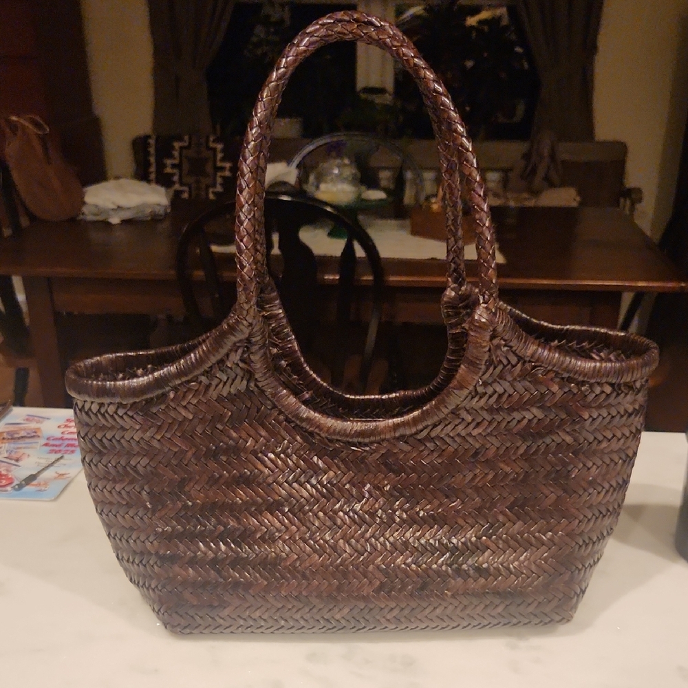 Intracardo Brown Woven Leather Bag Tote
